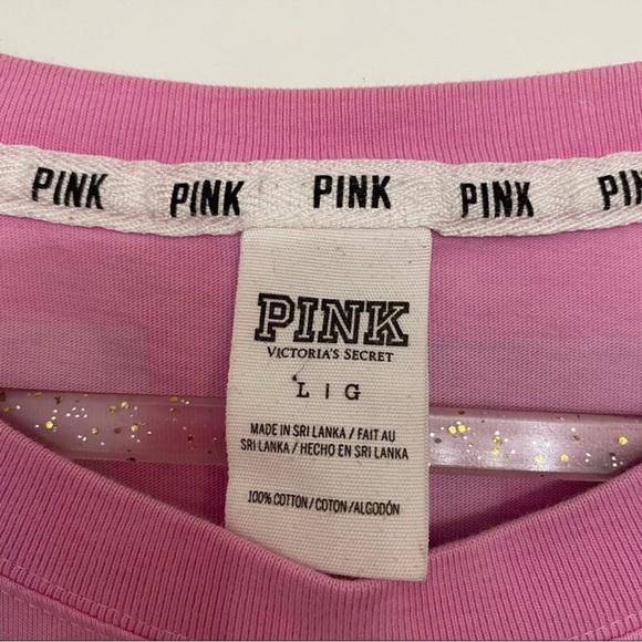 PINK VS Pink Black Long Sleeve Oversized Ombre Varsity Jersey Sweatshirt Large - Picture 9 of 9